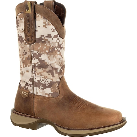 Durango Men's Western Boot, 7 W, Leather, 12 in H, Dusty Brown/Desert Camo DDB0166